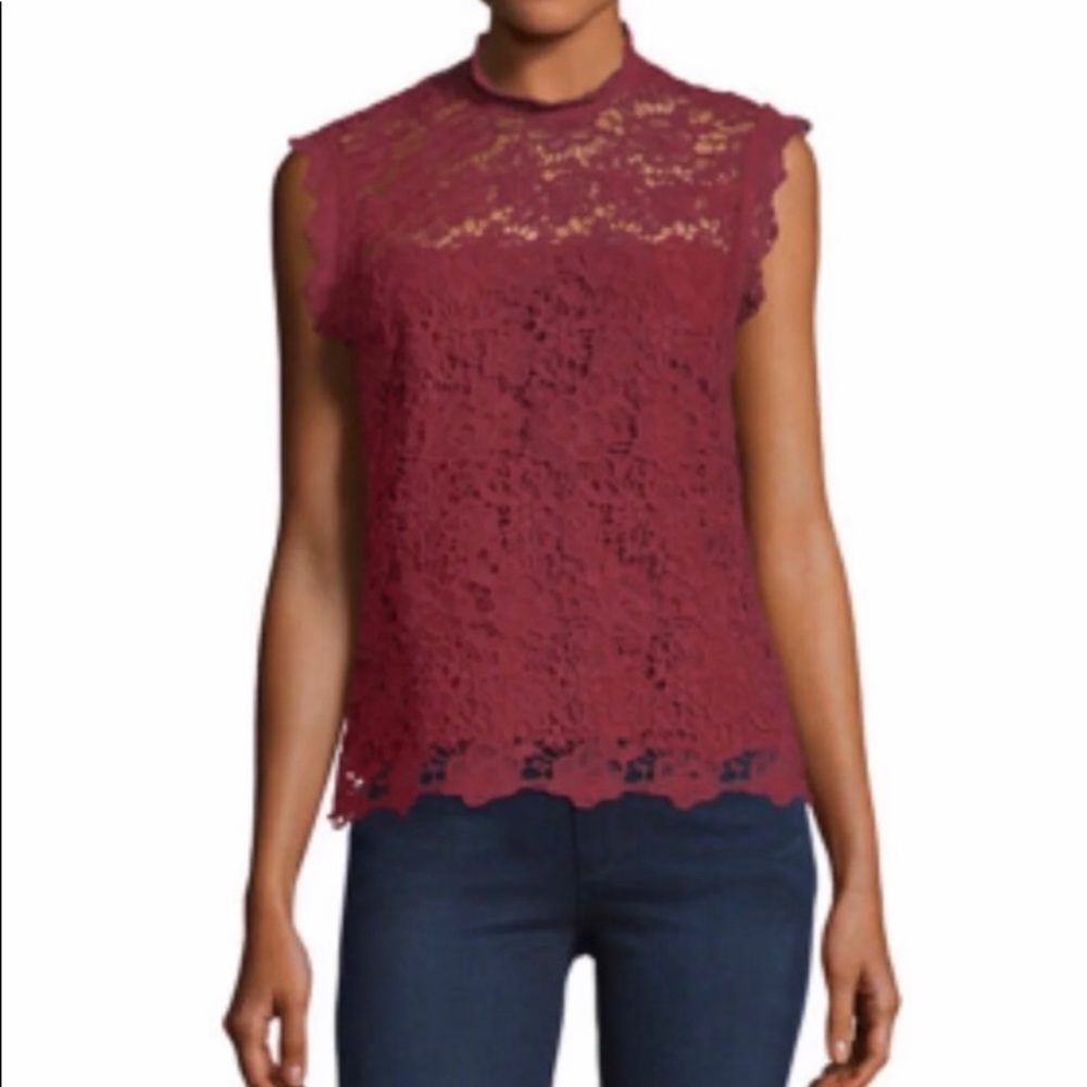 NANETTE LEPORE Spring Fling Lace Top Mulberry